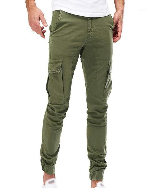 

mens pants autumn winter casual loose trouser cargo slim fit fashion combat zipper bottom army male pants11610186, Black
