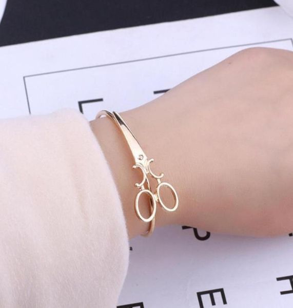 

fashion scissors bracelets for women men simple gold silver black shears opening bangles charm scissors hair stylist jewelry5595495, Golden;silver
