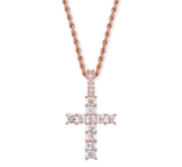 

new cross charm pendant full ice out cz simulated diamonds catholic crucifix pendant necklace with long chain3283562, Silver