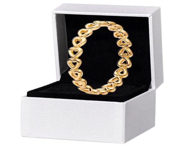 

womens band of hearts ring authentic 925 silver rose gold plated original box for wedding love rings5302869, Slivery;golden