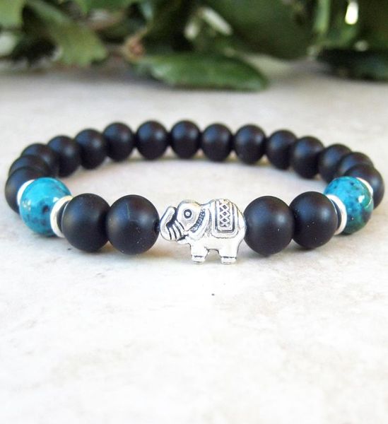 

mg0732 woman039s matte black onyx bracelet chrysocolla good luck bracelet strength wrist mala bracelet healing yoga jewelry8032518