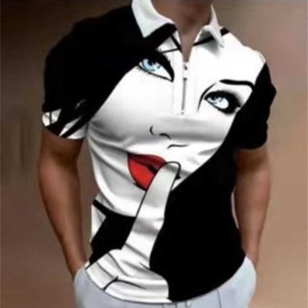 

zip polo shirt mens cotton short sleeve tshirt slim fit casual golf 220616 jw77, White;black