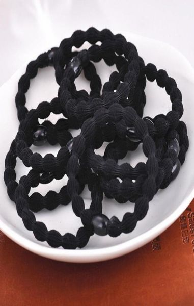 

100pcslot women black rubber band elastic hair band for diy and daily wear quality thick hair tie hair accessories pure black who4455913, Golden;silver