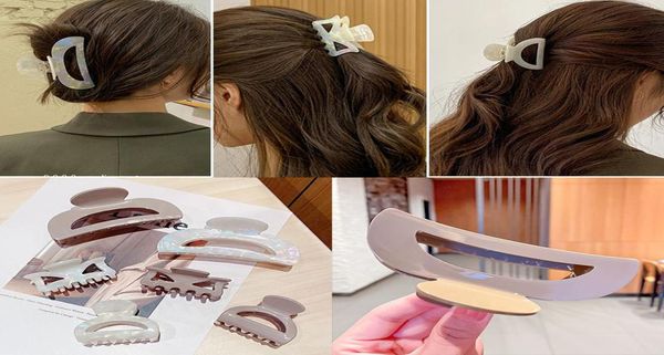 

acetate geometric large barrettes hair clips claw fashion women big size makeup styling headwear accessories9064163, Slivery;white