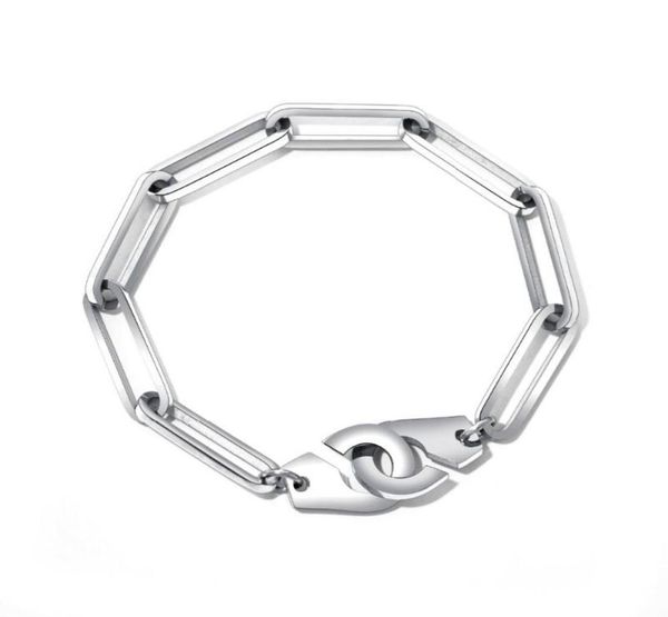 

link chain fashion creative charm handcuffs bangles bracelets for lover stainless steel link hookups designed couple jewelry gif5241791, Black