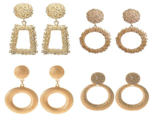 

big vintage earrings for women gold color geometric statement earring 2019 metal earing hanging fashion jewelry trend4160985, Golden;silver