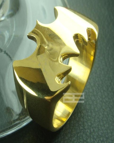 

men039s batman 18k gold stainless steel cutout bat symbol ring r126 sz106015481, Silver