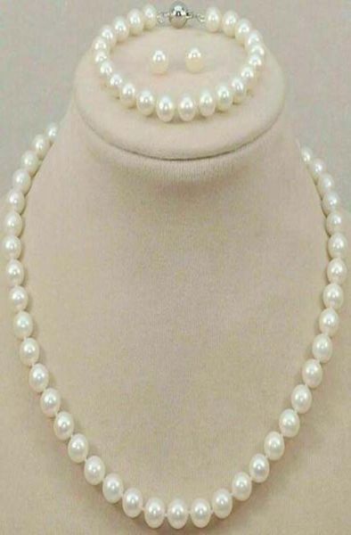 

78mm genuine natural freshwater white pearl necklace set 180390395588321, Black
