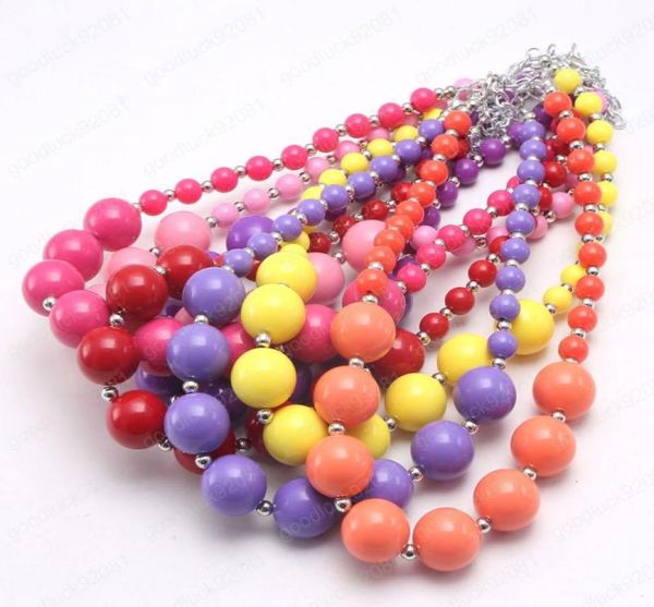 

trendy baby kids chunky beaded necklace girls handmade jewelry cute bubblegum necklace party gift choker for kid8495076, Silver
