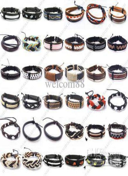 

10pcslot mix styles adjustable leather bangles bracelets for diy craft jewelry gift 711inch lba15764433, Black