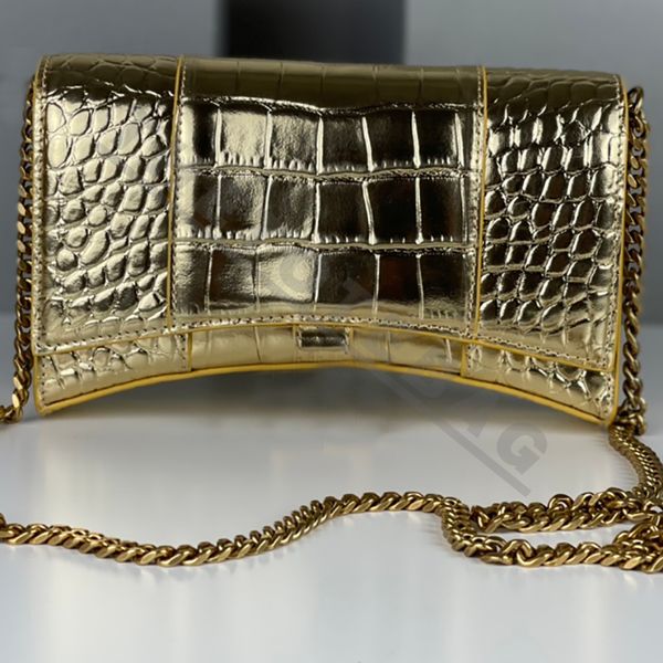 

classic hourglass bag metal chain crossbody bag alligator pattern shoulder bags designer bag luxury half moon handbags purse hardware letter