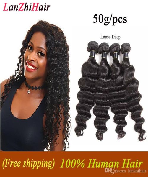 

real human hair extensions loose deep water wave malaysian virgin hair bundles 4 5pcslot deals grade 8a loose deep hair weave 50g3557707, Black