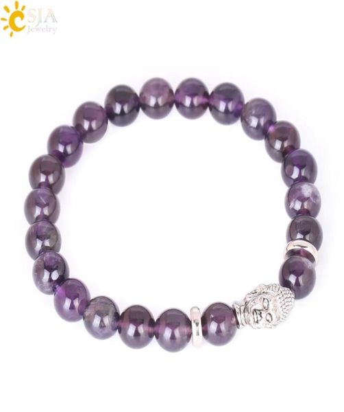 

csja pulsera hombre natural stone mala buddha bracelets chakra amethyst rose quartz lapis lazuli bronzite tibetan rosary bead brac7141895, Black