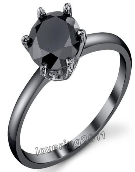

choucong classic round cut black cz 10kt black gold filled wedding ring size 511 4534058, Slivery;golden