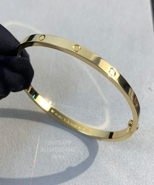 

love bangle narrow version bracelet gold plated 18 k three times never fade europe size with box official replica lux9659979, Black