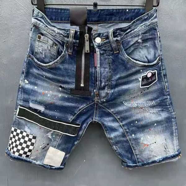 

designer jeans men dsq2 jeans purple jeans summer fashion embroidery pants holes trouser dsq2 knee length denim shorts casuals hole dsq shor, Blue