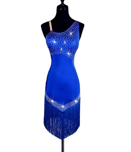 

latin dance dress women luxury rhines latin salsa dance competition dresses samba dance costumes customize d0218 tassels hem backless4587156, Black;red