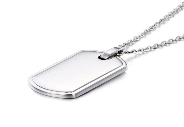 

316l stainless steel dog tag necklace pendant military card american soldier identity tag shield charm for boy mens chain 24 inch3766813, Silver