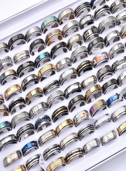 

stainless steel spinner rotate decompression mix style rings jewelry for man women size 17mm to 22mm4495885, Golden;silver