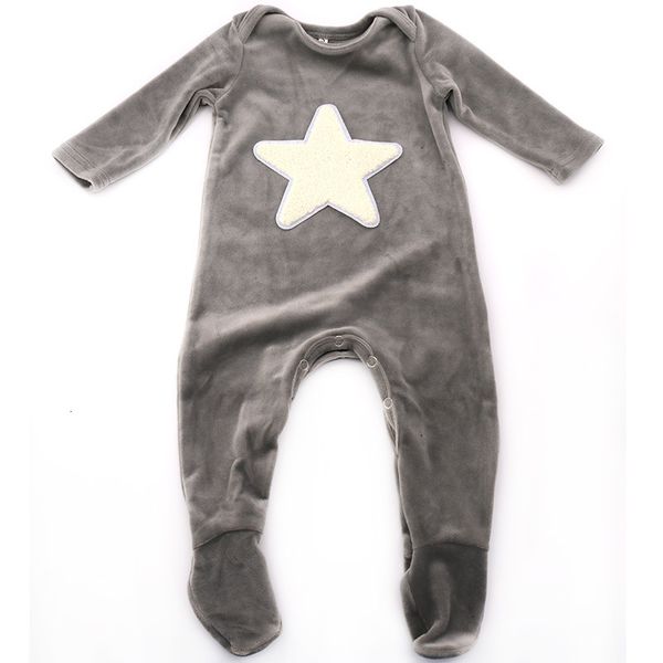 

family matching outfits soft girls boy baby velour onesie rompers 0 12 month kids star pajamas casual winter girl clothes long sleeves jumps, Blue