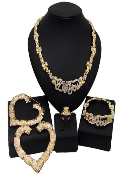 

yulaili hugs and kisses xoxo jewelry sets necklace drop big earrings bracelet ring for woman party accessories gifts52449394488177, Black