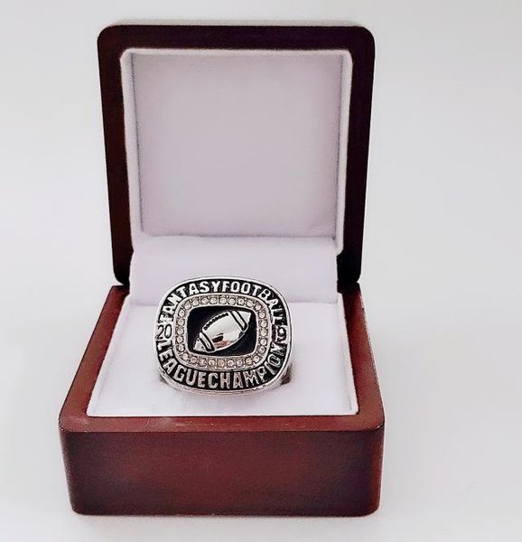 

20182019 fantasy football championship ring with wooden box fashion fans commemorative gifts for friends9757061, Golden;silver