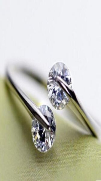 

925 sterling silver rings wedding open finger rings austrian crystal finger jewelry bohemian women luxury jewelry brand new 10pcs8590680, Golden;silver