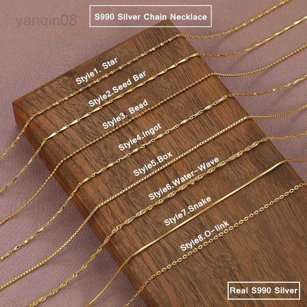 

pendant necklaces genuine 24k yellow gold color plated necklace for woman 45cmnecklaces chain pendant wedding engagement jewelry gifts hkd23, Silver