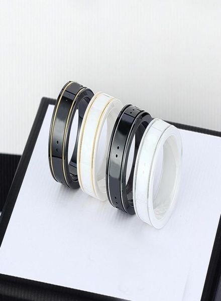 

2022 ceramic band rings black white for women men jewelry gold silver ring6128608