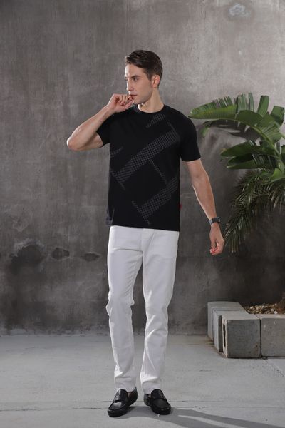 

black men's comfort t-shirt stylish casual sports menswear, White;black