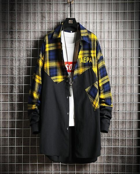 

new fashion mens plaid shirts long sleeve slim fit brushed flannel shirt 100cotton harajuku streetwear jacekt shirts plus size1589987, White;black