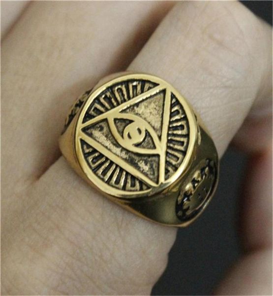 

2pcslot design golden eye cool ring 316l stainless steel biker style mens selling punk style ring32685286588629, Silver
