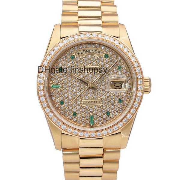 

luxury designer women watch green treasure full sky star weekly calendar rear circle diamond automatic mechanical mens watch movement lumino, Slivery;golden
