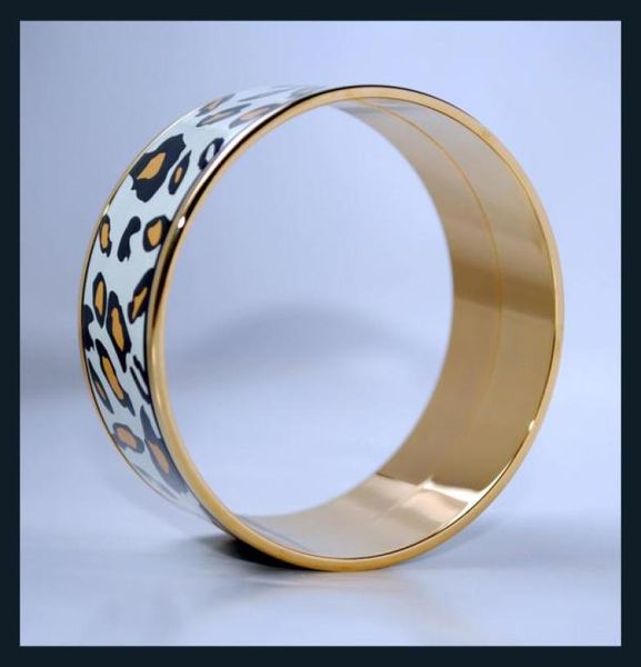 

leopard series18k goldplated enamel bangle bracelet for woman bracelets bangles width 20mm fashion designer jewelry3362294, Black