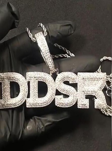 

custom name a z three layer stones letters pendant necklace for men women gifts cubic zirconia charm hip hop jewelry3162292, Silver