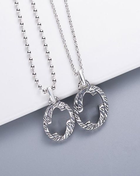 

europe america retro men lady women cupronickel silver plated long chain necklace with engraved g initials pattern pendan3358067