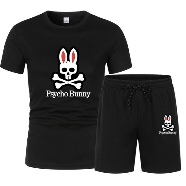 

men's tracksuits 2023 summer trendy set psycho bunny printed short horts two piece fashion casual sports 230711, Gray