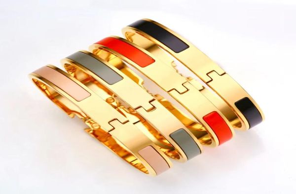 

fashion bangle 8mm stainless steel charm bracelets women luxury jewelry designer bangles orange color enamel gift for lover4447935, Black