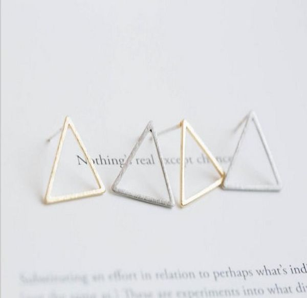 

in 2016 the triangle composite new fashion women stud earrings lovely earrings whole gift8843668, Golden;silver