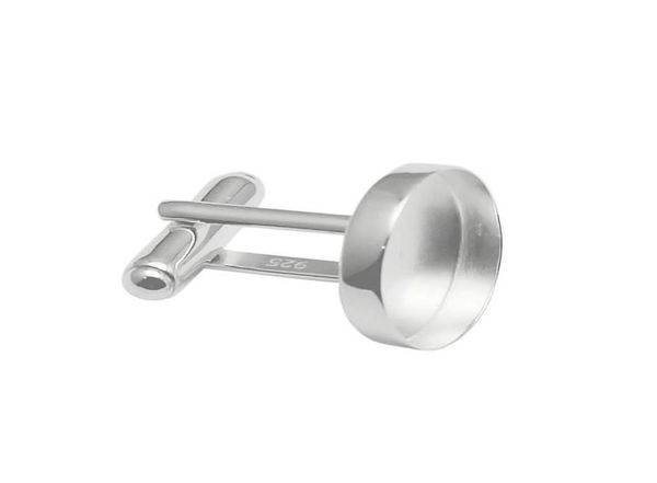 

beadsnice 925 sterling silver cufflink blanks french cufflink base with 16mm round cabochon setting diy cufflink findings for men 4183098, Slivery;crystal