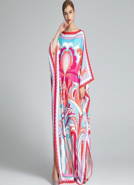 

women039s runway dresses slash neckline long batwing sleeves printed loose design knitted elegant causal long dresses robes7759621, Black