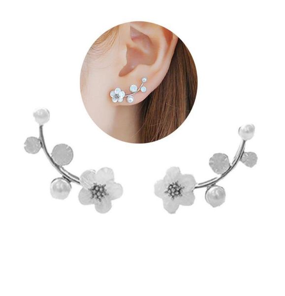 

stud 1pair korean women earrings trendy faux pearl twig ear studs golden color silver for girls fashion jewelry3057992, Golden;silver