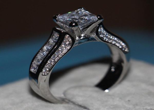 

choucong jewelry women princess cut 2ct diamond 14kt white gold filled engagement wedding band ring sz 5116872431, Slivery;golden