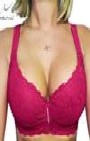 

bras large bosom for women super push up bra c d dd e cup underwear lace bralette lingerie bh 236111, Red;black