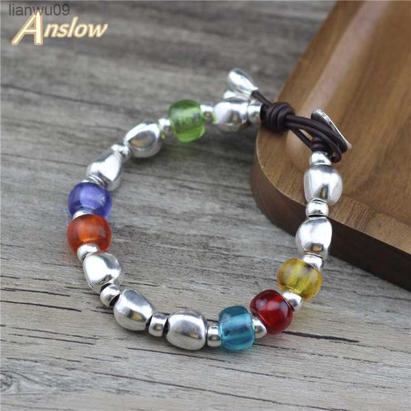 

anslow creative design fashion wristband wedding birthday jewelry bracelets bangles colorful resin beads cuff gift low0852lb l230704, Black
