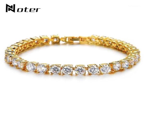 

noter tennis bracelets men boys micro crystal braslet male hand jewelry charm gold silvercolor chain link braclet armband12014210, Black