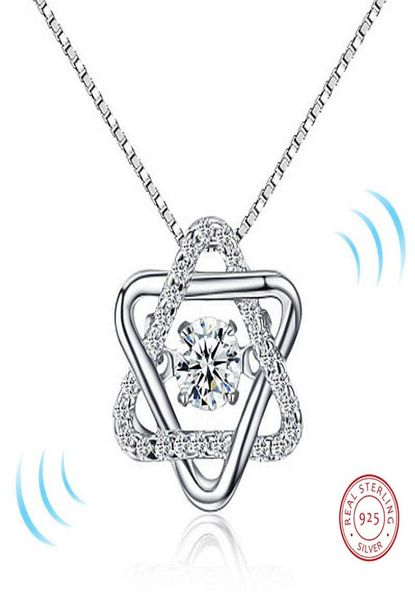 

2018 s925 silver classic rotate dancing cz stone silver hexagram pendant necklace for women girl fashion jewelry gift for love8095696