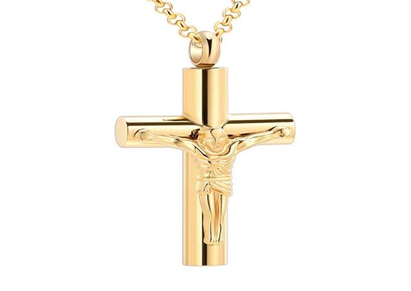 

ijd11129 jesus cross ashes pendant gold plating memorial urn casket stainless steel cremation jewelry engravable7708267, Silver