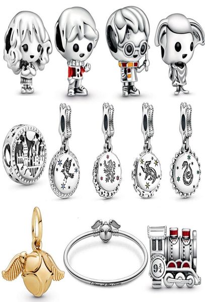 

2019 new s925 sterling silver harry magic school train dollhouse elf charms beads mascot bracelets lady jewelry christmas diy g5340225, Bronze;silver
