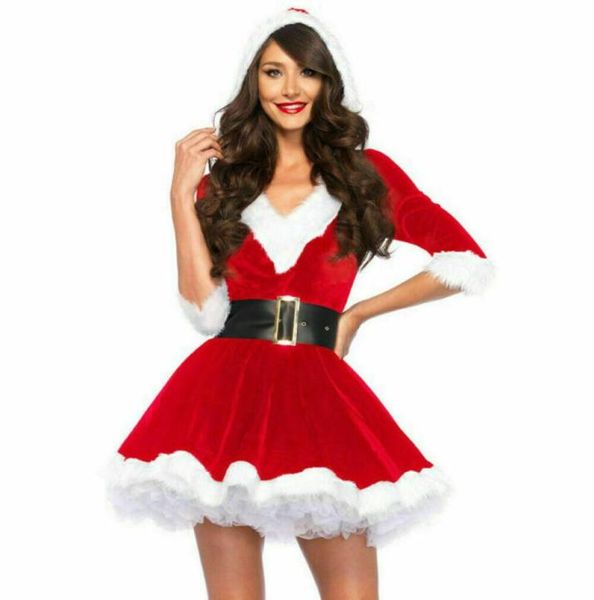 

christmas miss santa claus dresses cosplay costumes women hooded mini dress ladies xmas theme party club cosplay fancy costume4726908, Black;gray